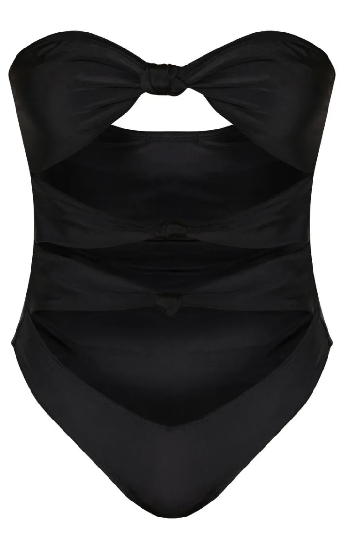 Black Cut Out Knot Swimsuit