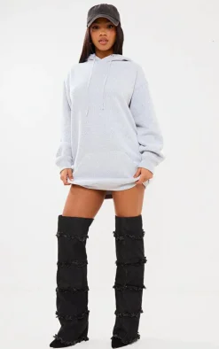 PrettyLittleThing High Heels*Denim Point Toe Fold Over The Knee High Heeled Boots