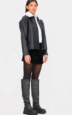 PrettyLittleThing Faux Leather Jackets*Detachable Faux Fur Collar Faux Leather Jacket