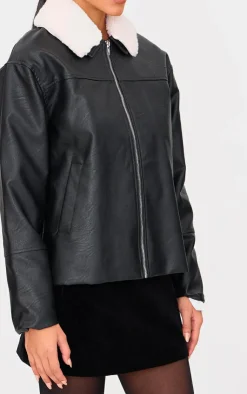 PrettyLittleThing Faux Leather Jackets*Detachable Faux Fur Collar Faux Leather Jacket