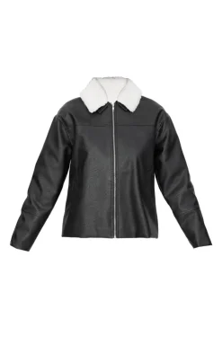 PrettyLittleThing Faux Leather Jackets*Detachable Faux Fur Collar Faux Leather Jacket