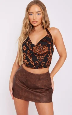 Devore Cowl Boned Crop Top-PrettyLittleThing New