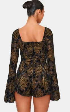 Devore Long Sleeve Romper-PrettyLittleThing Sale