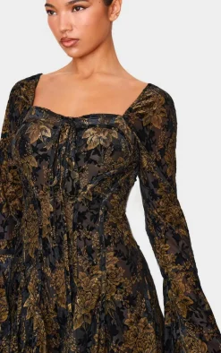 Devore Long Sleeve Romper-PrettyLittleThing Sale
