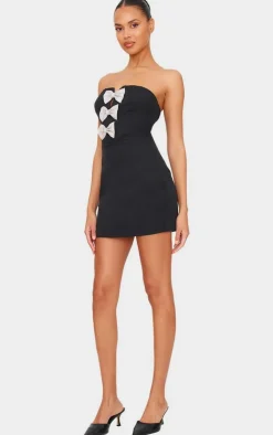Diamante Bow Bandeau Mini Dress-PrettyLittleThing Outlet