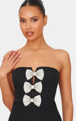 Diamante Bow Bandeau Mini Dress-PrettyLittleThing Outlet