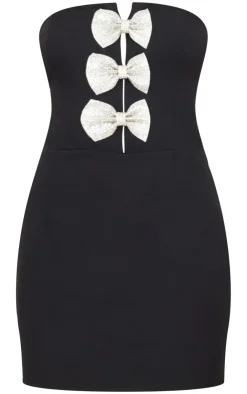 Diamante Bow Bandeau Mini Dress-PrettyLittleThing Outlet