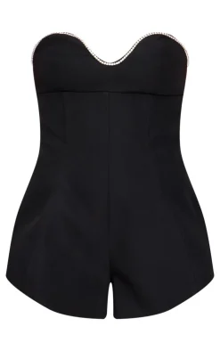 Diamante Detail Bandeau Structured Romper-PrettyLittleThing Clearance
