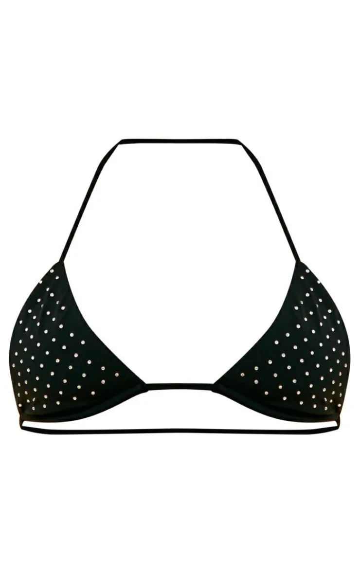 Diamante Detail Micro Triangle Bikini Top-PrettyLittleThing Sale