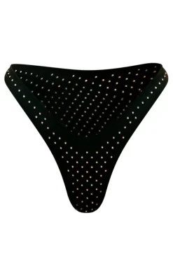 Diamante Detail Thong Bikini Bottoms-PrettyLittleThing Discount