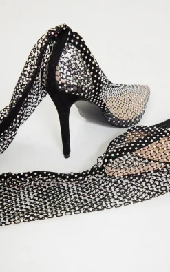 PrettyLittleThing Over The Knee Boots*Diamante Fish Net Over The Knee Boots