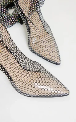 PrettyLittleThing Over The Knee Boots*Diamante Fish Net Over The Knee Boots