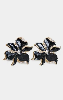 PrettyLittleThing Earrings*Diamante Flower Twist Stud Earrings