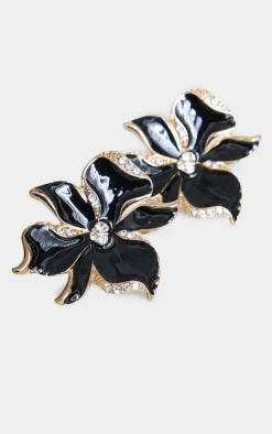 PrettyLittleThing Earrings*Diamante Flower Twist Stud Earrings