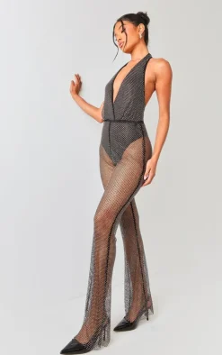 Diamante Halterneck Jumpsuit-PrettyLittleThing Outlet