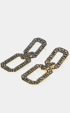 PrettyLittleThing Statement Earrings*Diamante Square Chain Link Statement Earrings