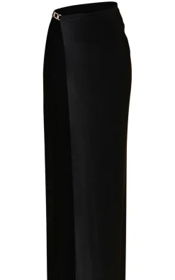 PrettyLittleThing Diamante Trim Extreme Split Maxi Skirt Black