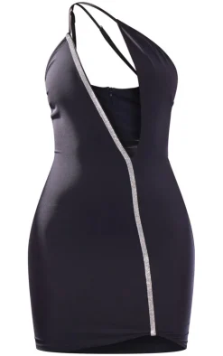 Diamante Trim One Shoulder Cut Out Bodycon Dress-PrettyLittleThing Hot
