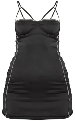 Diamante Trim Underwire Satin Bodycon Dress-PrettyLittleThing Discount