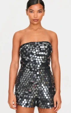 Disc Sequin Bandeau Romper-PrettyLittleThing Outlet