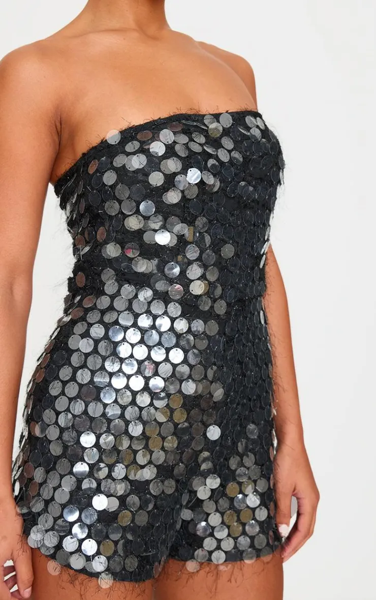 Disc Sequin Bandeau Romper-PrettyLittleThing Outlet