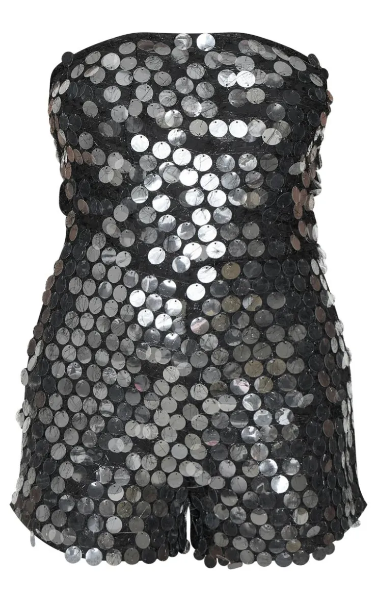 Disc Sequin Bandeau Romper-PrettyLittleThing Outlet