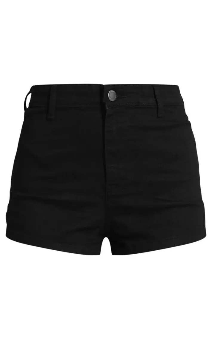 Black Disco Fit Denim Shorts