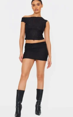 Discount PrettyLittleThing Distressed Asymmetric Top Black