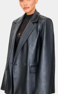 PrettyLittleThing Faux Leather Jackets*Distressed Faux Leather Blazer