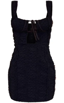 Dobby Textured Cut Out Bodycon Dress-PrettyLittleThing Online