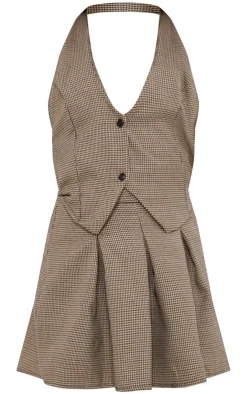 Dogtooth Vest Cut Out Shift Dress-PrettyLittleThing Best