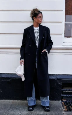 PrettyLittleThing Thanksgiving Outfits*Double Breasted Oversized Structured Coat