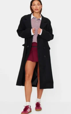 PrettyLittleThing Wool Coats*Double Breasted Wool Look Overcoat