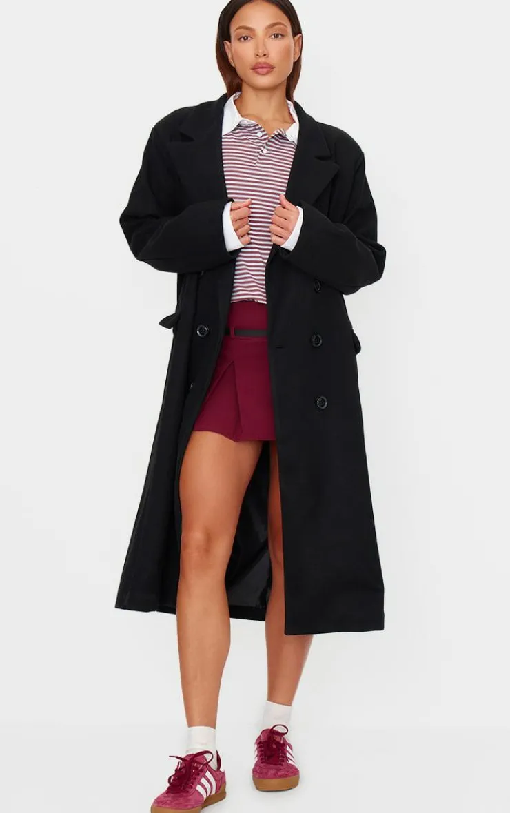 PrettyLittleThing Wool Coats*Double Breasted Wool Look Overcoat