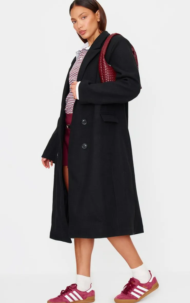 PrettyLittleThing Wool Coats*Double Breasted Wool Look Overcoat