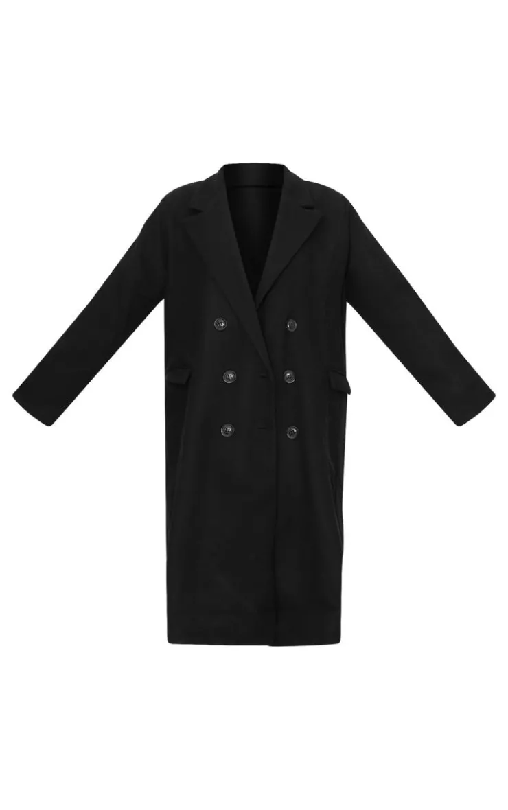 PrettyLittleThing Wool Coats*Double Breasted Wool Look Overcoat