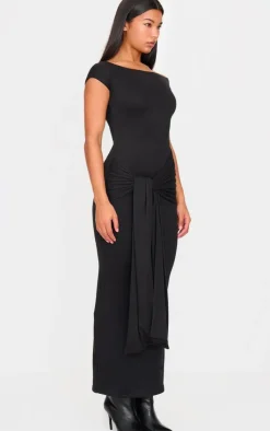 Double Contour Boat Neck Wrap Maxi Dress-PrettyLittleThing Online