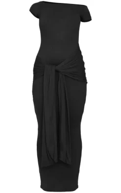 Double Contour Boat Neck Wrap Maxi Dress-PrettyLittleThing Online