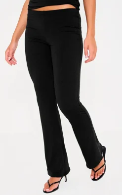 Hot PrettyLittleThing Double Contour Jersey Skinny Flared Pants Black