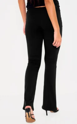 Hot PrettyLittleThing Double Contour Jersey Skinny Flared Pants Black
