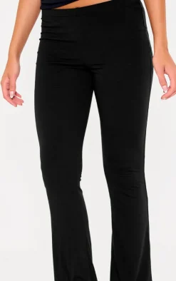 Hot PrettyLittleThing Double Contour Jersey Skinny Flared Pants Black