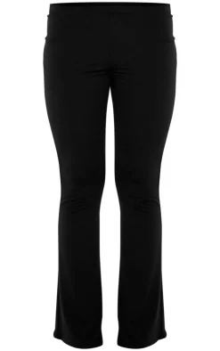 Hot PrettyLittleThing Double Contour Jersey Skinny Flared Pants Black