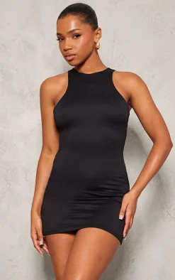 Double Contour Racer Neck Bodycon Dress-PrettyLittleThing Online