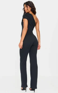 PrettyLittleThing Snatched*Double Layer Contour Jersey Asymmetric Ruched Detail Jumpsuit