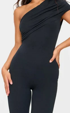 PrettyLittleThing Snatched*Double Layer Contour Jersey Asymmetric Ruched Detail Jumpsuit