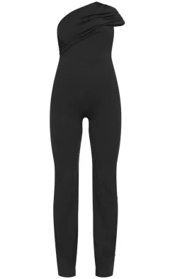 PrettyLittleThing Snatched*Double Layer Contour Jersey Asymmetric Ruched Detail Jumpsuit