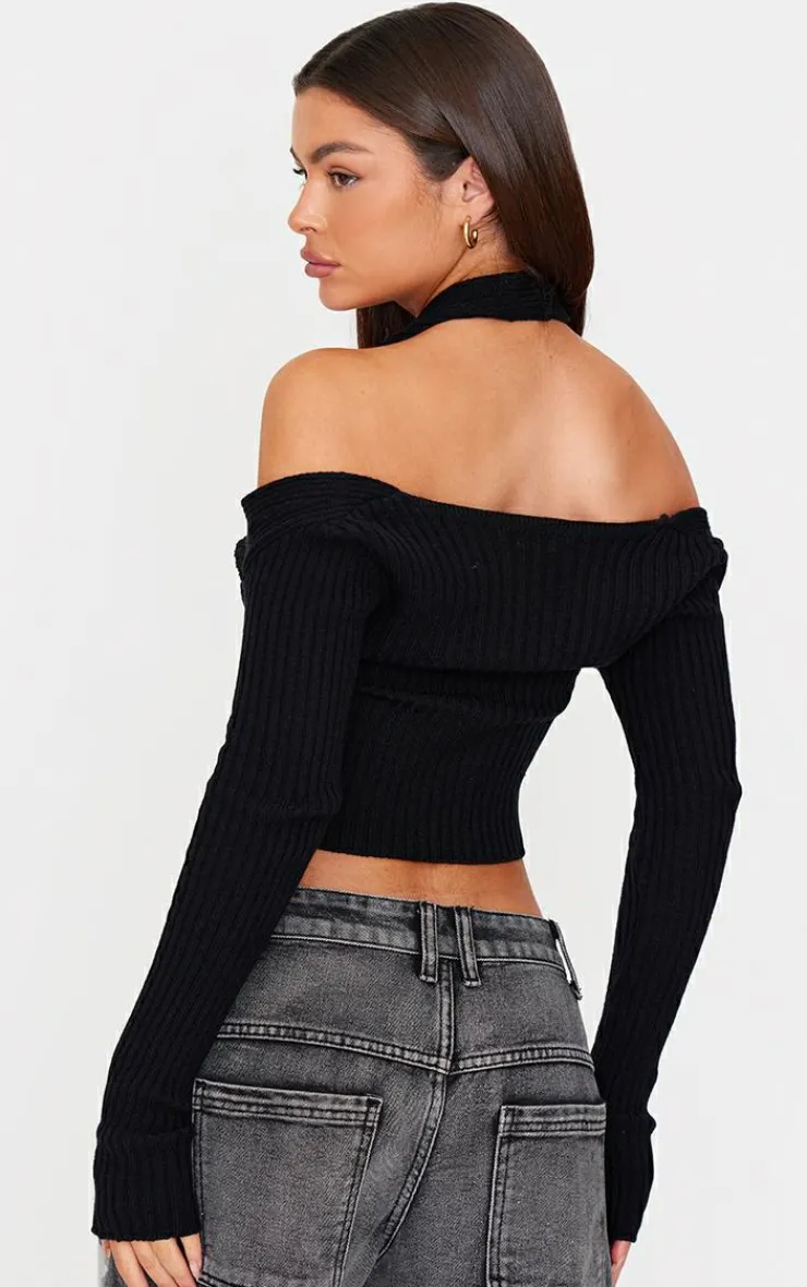 PrettyLittleThing Knitted Tops*Double Layer Rib Knit Long Sleeve Top