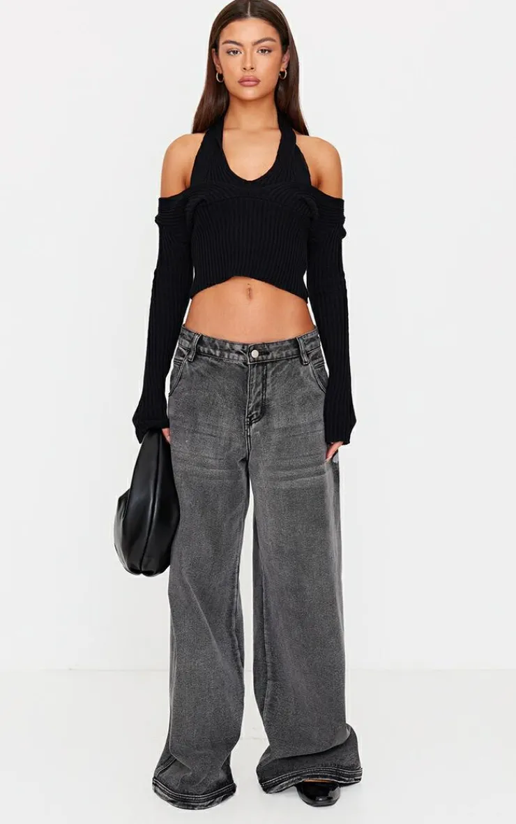 PrettyLittleThing Knitted Tops*Double Layer Rib Knit Long Sleeve Top