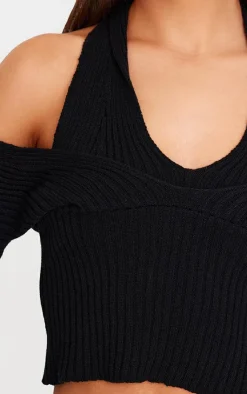 PrettyLittleThing Knitted Tops*Double Layer Rib Knit Long Sleeve Top