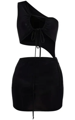 Double Layer Slinky One Shoulder Cut Out Mini Dress-PrettyLittleThing
